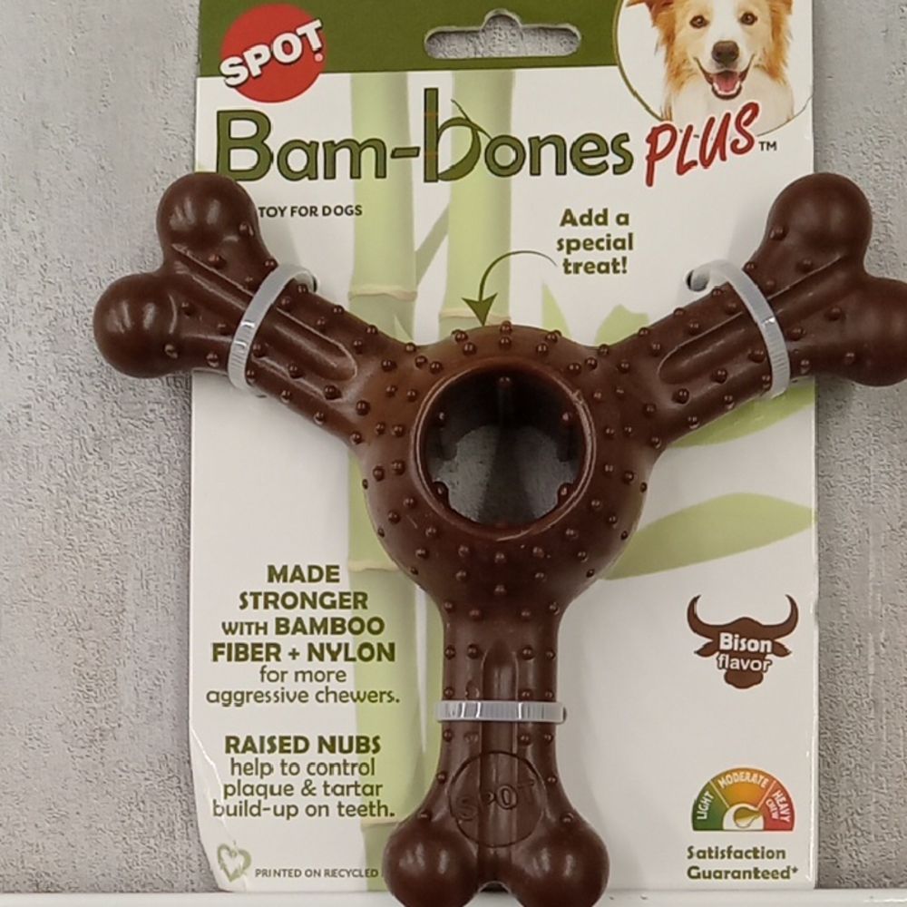 Bam-Bones Plus Dog Toy - Brown